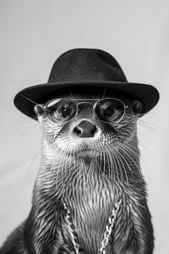 Otter met hoed en bril in een grappig portret van Felix Brönnimann