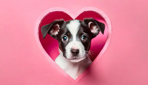 Schattige puppy met een hart