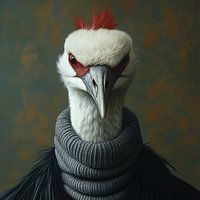 Kraanvogel gekleed voor de winter