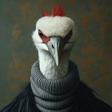 Kraanvogel gekleed voor de winter van Ton Kuijpers