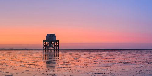 Panorama van een zonsondergang op de Engelsmanplaat