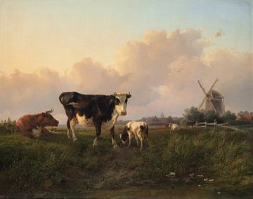 Een vlak landschap met vee, Jan Bedijs Tom
