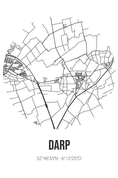 Darp (Drenthe) | Map | Black and white by Prints of Place