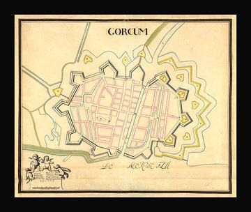 Oude kaart van de stad Gorinchem van omstreeks 1652. van Gert Hilbink