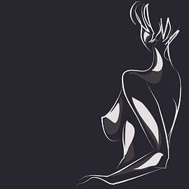 Dunkles Aktmodell auf Zeichnung von Atelier Liesjes