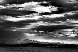 Lake Constance and the Swiss Alps in black and white by Dieter Walther