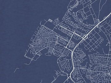Kaart van Katwijk in Royaal Blauw van Map Art Studio