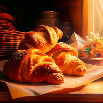 Freshly baked croissant by Maarten Knops