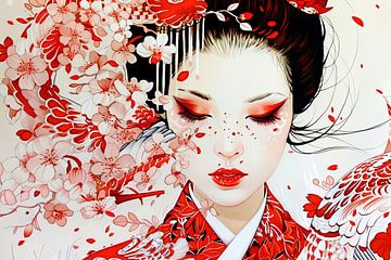 schilderachtig Japans beeld  Geisha van Egon Zitter