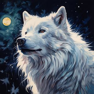 Weißer Wolf Mondlicht