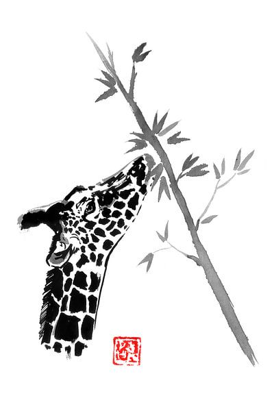 etende giraf van Péchane Sumie