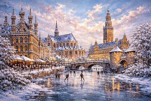 Leuven, België, een impressionistisch schilderij.