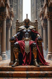Dark Fantasy Wandbild: REGNARIS - Der Kriegerkönig auf seinem goldenen Thron
