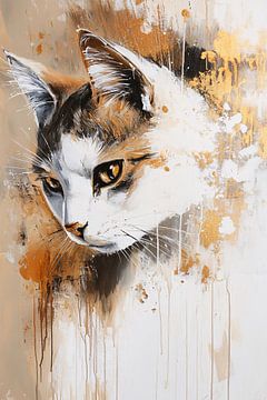 Kat met abstracte gouden verf van Imperial Art House
