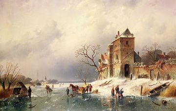 Charles-Henri-Joseph Leickert,Frozen winter scene