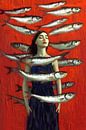 Woman among sardines by Franka Poulain thumbnail