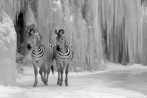 Zebra's in a Scandinavian Landscape