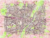 Kaart van München in de stijl 'Soothing Spring' van Maporia thumbnail