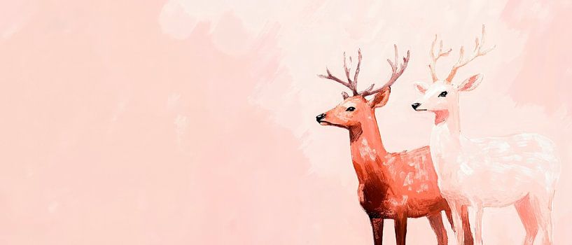 Delicate deer friends in soft light by Poster Art Shop