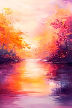 Autumn evening landscape by the river by Poster Art Shop