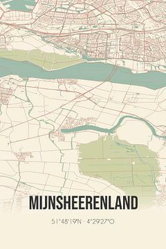 Vintage landkaart van Mijnsheerenland (Zuid-Holland) van Rezona