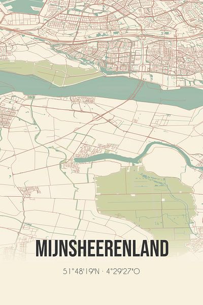 Vintage map of Mijnsheerenland (South Holland) by Prints of Place