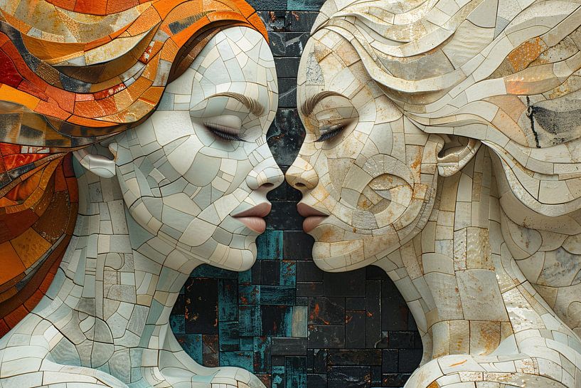 Visages de la mosaïque en symétrie harmonique par Art & Soul Creations