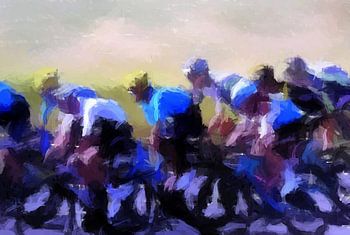 Cyclists in the Tour de France, high pace