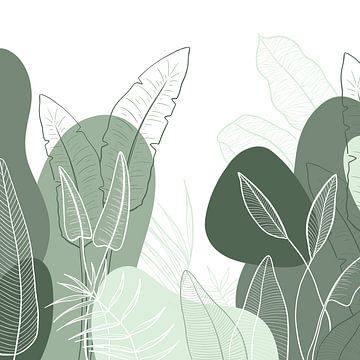 Modern tropical pattern - illustration leaves green by Studio Hinte
