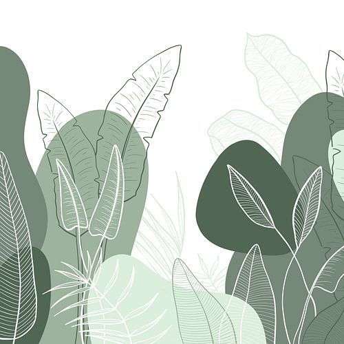 Modern tropical pattern - illustration leaves green