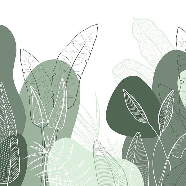 Motif tropical moderne - illustration feuilles vertes par Studio Hinte