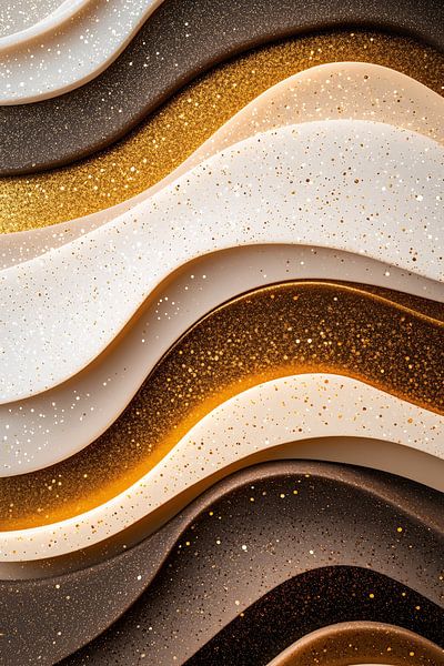 Abstrakte Wellen mit goldenen Akzenten von Imperial Art House