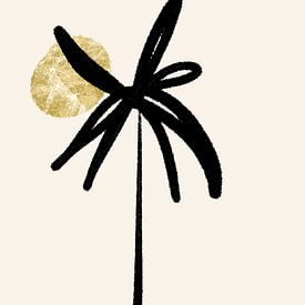 Palmboom met gouden maan van Esmeé Kiewiet