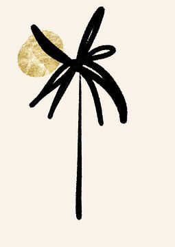 Palmier avec lune dorée sur Esmeé Kiewiet