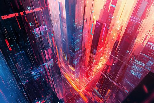 Conceptueel panorama van een skyline van een stad