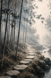 Misty Bamboo Forest by KijkKunst