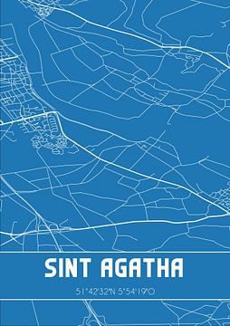 Blaupause | Karte | Sint Agatha (Nordbrabant) von Rezona