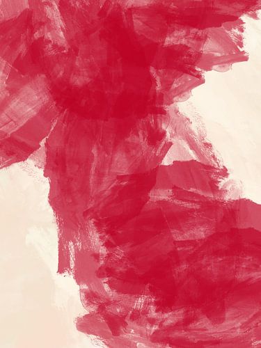 Abstract schilderij in rood en wit