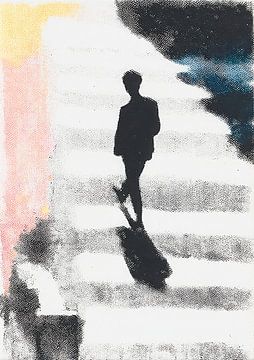 Abstract street scene with walking man by Niklas Maximilian