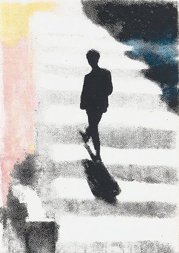 Abstract street scene with walking man by Niklas Maximilian