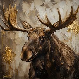The Golden Moose - Elch 1 von Johannas Art Creations