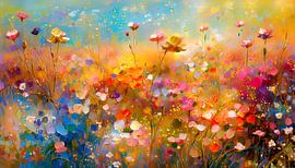 Modern abstract. Veld met zomerse bloemen van Studio Pieternel