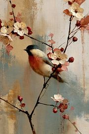 Ruhiger Frühlingsvogel in der Blüte