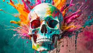 Totenkopf mit Regenbogenfarben