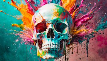 Totenkopf mit Regenbogenfarben von Mustafa Kurnaz