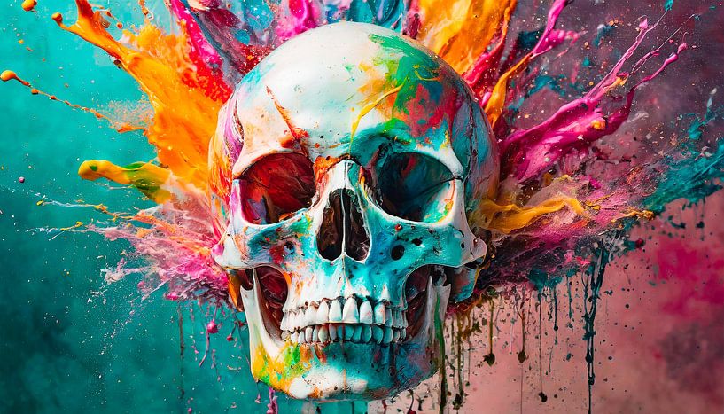 Totenkopf mit Regenbogenfarben von Mustafa Kurnaz