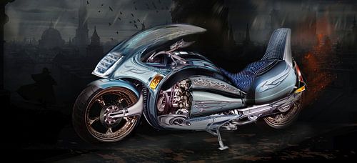 Moto de tourisme futuriste, fantaisie