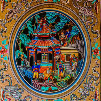 Dekorative Verzierung an einem chinesischen buddhistischen Tempel.SQ