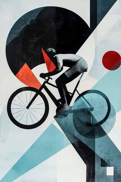 Radfahrer in abstrakter Kunst von Poster Art Shop