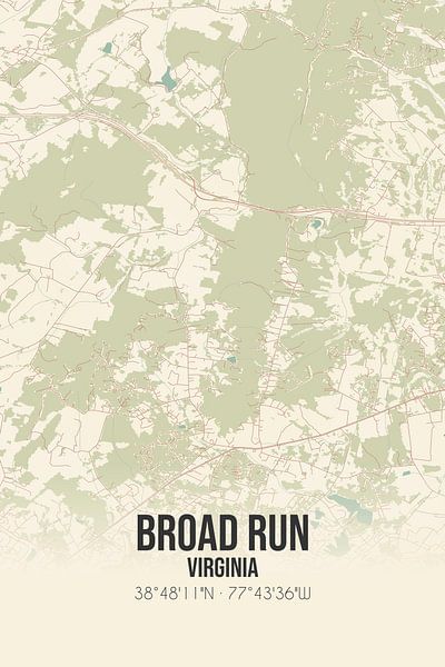 Alte Karte von Broad Run (Virginia), USA. von Ortsdrucke
